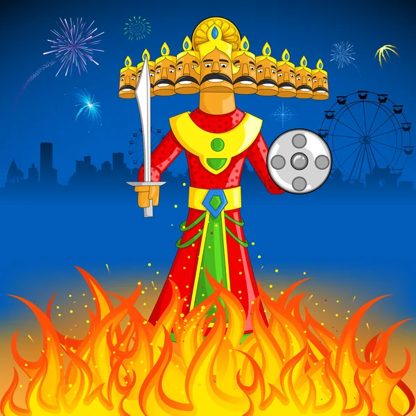 Dusshera Raavan Dahan — Stock Vector