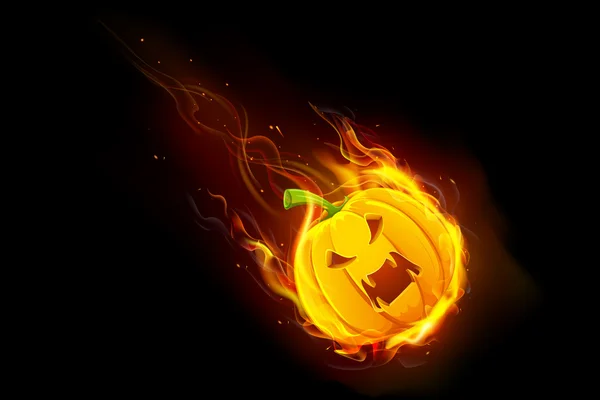 Calabaza de Halloween en el fuego — Vector de stock