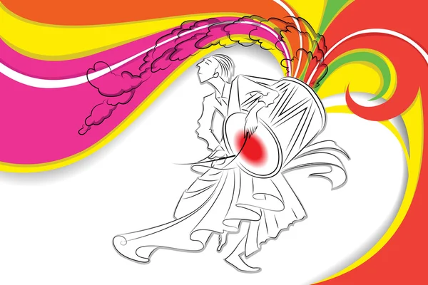 Drummer in Durga Puja — Stockvector