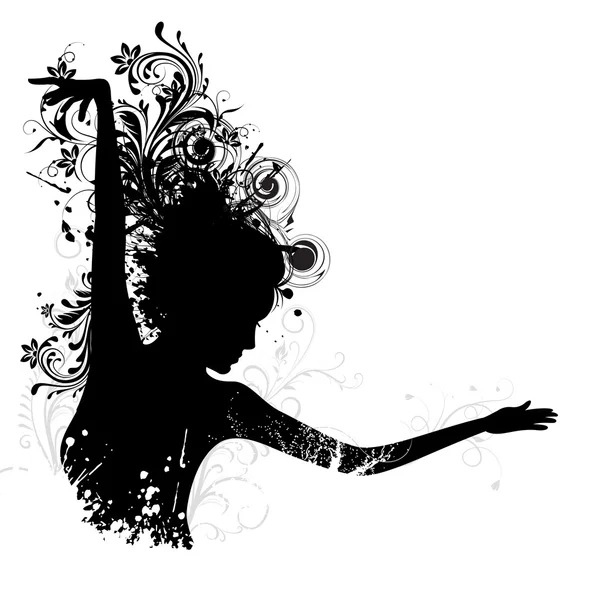 Floral Dancing Lady — Stockvector