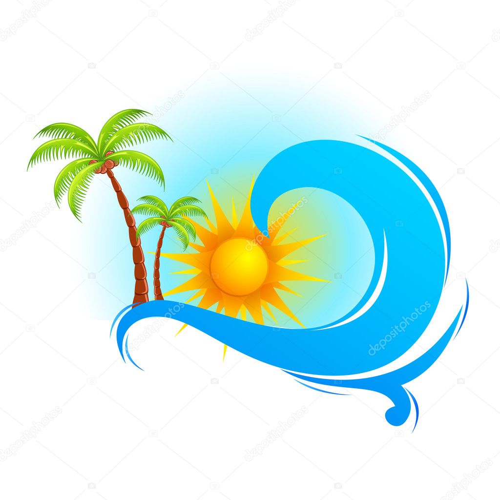Sea Wave with Palm Tree