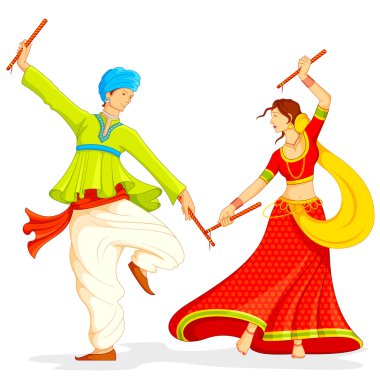 dandiya oynayan Çift