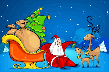Ren geyiğiyle Noel Baba
