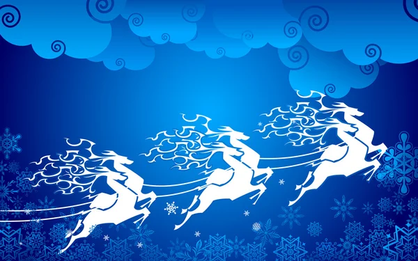 Reindeer pulling Sledge — Stock Vector