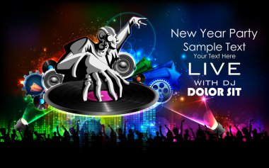 disko ve yeni yıl partisi üzerinde oynarken müzik jokey