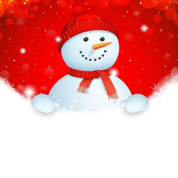 Banner de Navidad con muñeco de nieve — Vector de stock