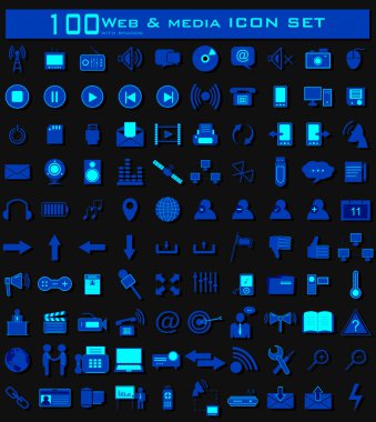 yüz web ve Medya Icon set