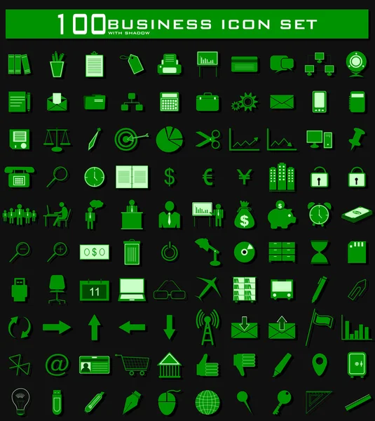 Hundred Business Icon Set — Stock Vector