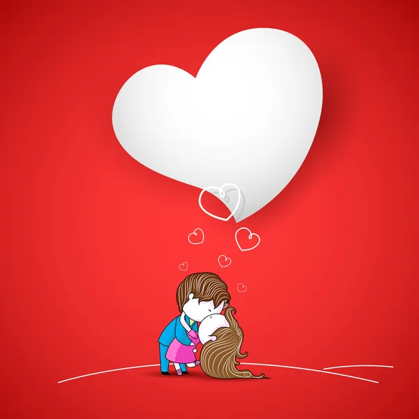 Kissing Couple on Love Background — Stock Vector