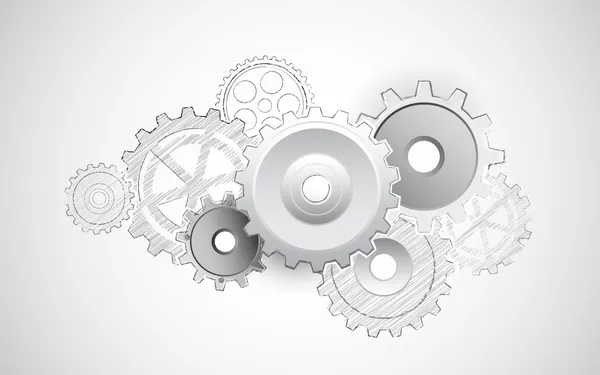 Cogwheel on Sketvhy Background — Stock Vector