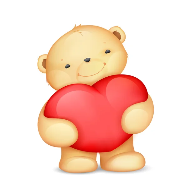 Oso de peluche con corazón — Vector de stock