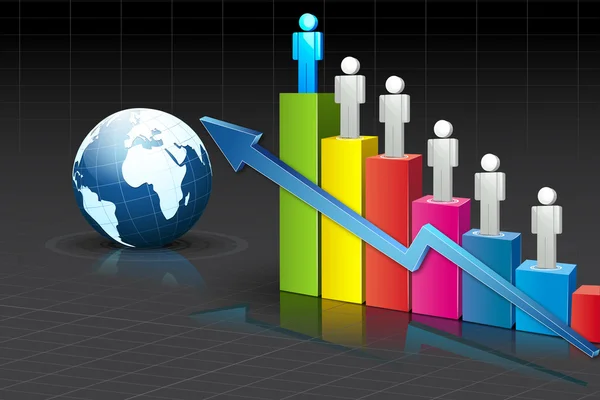 Em pé no gráfico de barras — Vetor de Stock