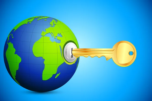 Key entering Globe — Stock Vector