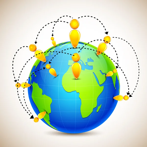 Globe with World Wide Human Network — Stock Vector