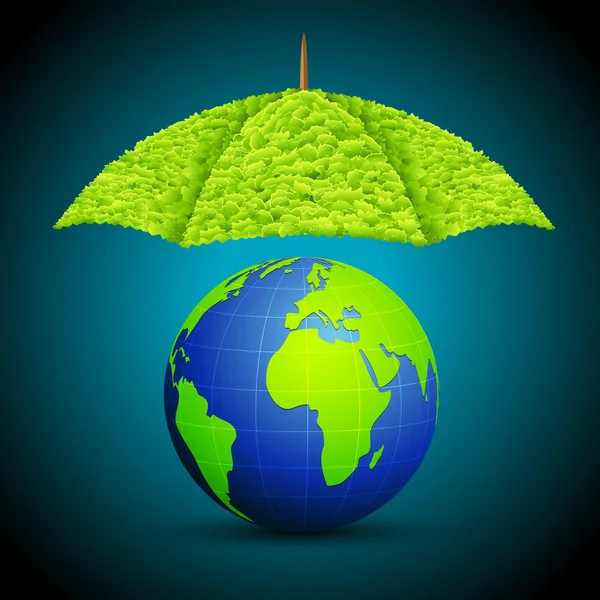 Earth with Grass Umbrella — Stock Vector