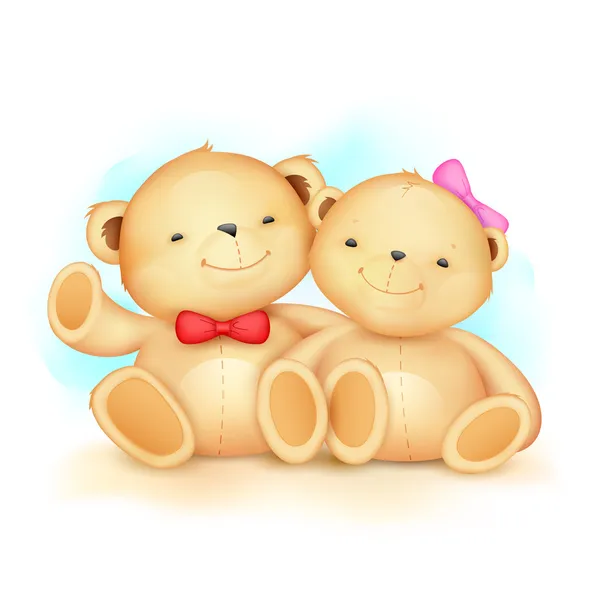 Linda pareja de oso de peluche — Vector de stock