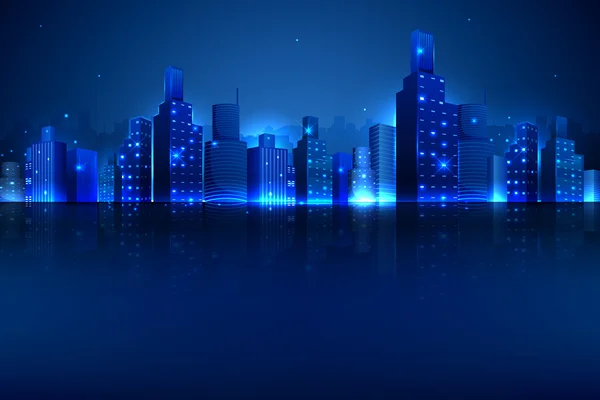Nachtscène van stad — Stockvector