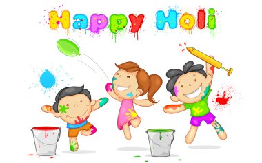 Holi oynayan çocuklar
