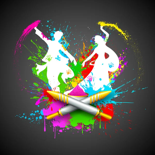 Paar spelen holi — Stockvector