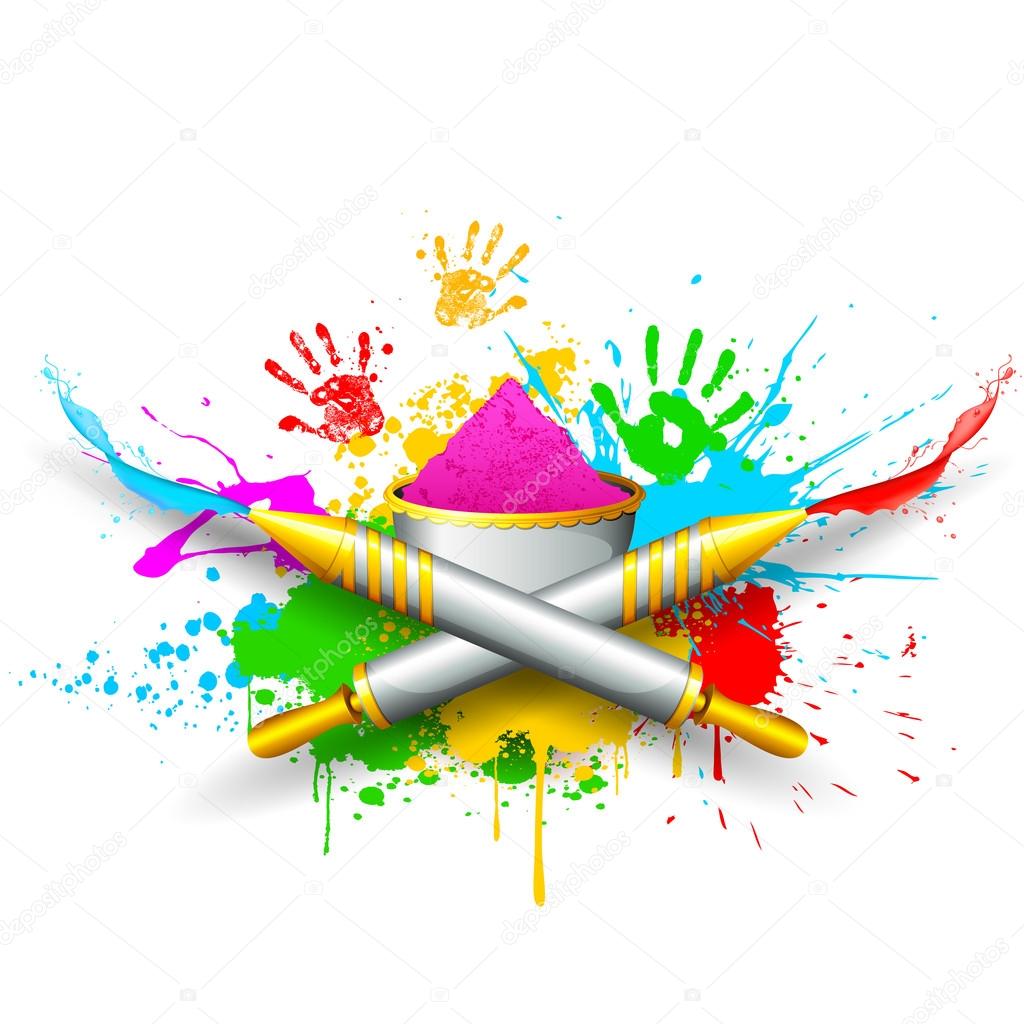 Pichkari and Gulal for Holi Stock Vector vectomart 