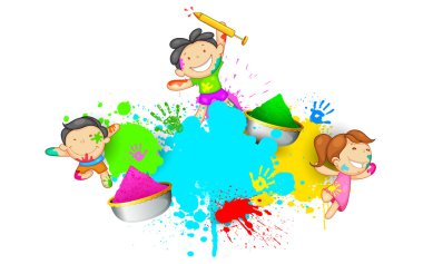 Holi oynayan çocuklar