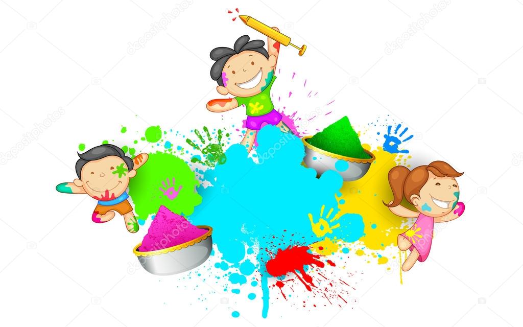 Kids playing Holi Stock Vector by ©vectomart 21377405