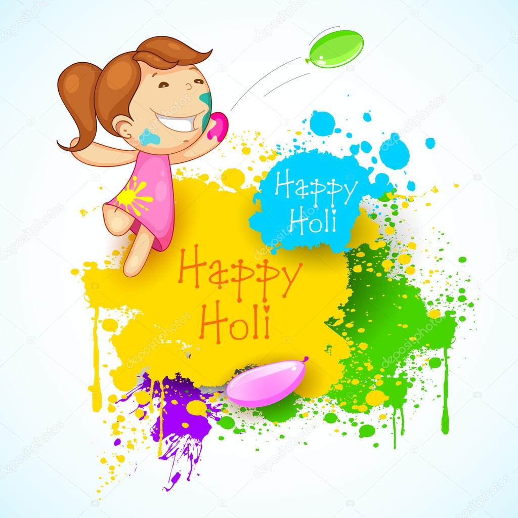 Kids playing Holi Stock Vector Image by ©vectomart #22215855