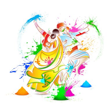 Couple Playing Holi clipart