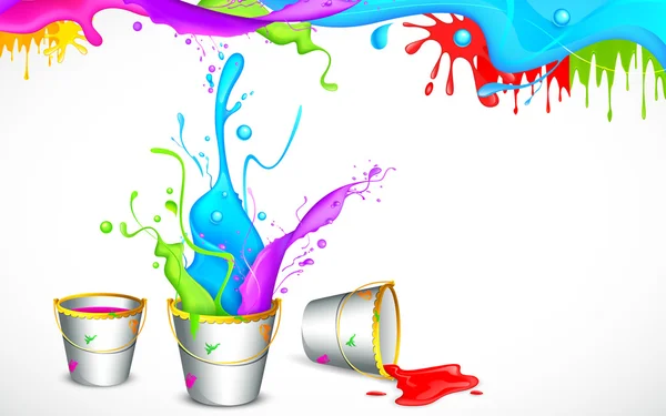 Holi Background with Bucket of color — Stock Vector