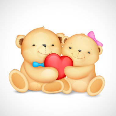 Teddy Bear Couple hugging heart