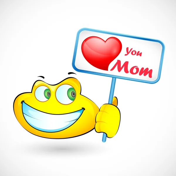 Smiley Holding Love You Mom — стоковый вектор