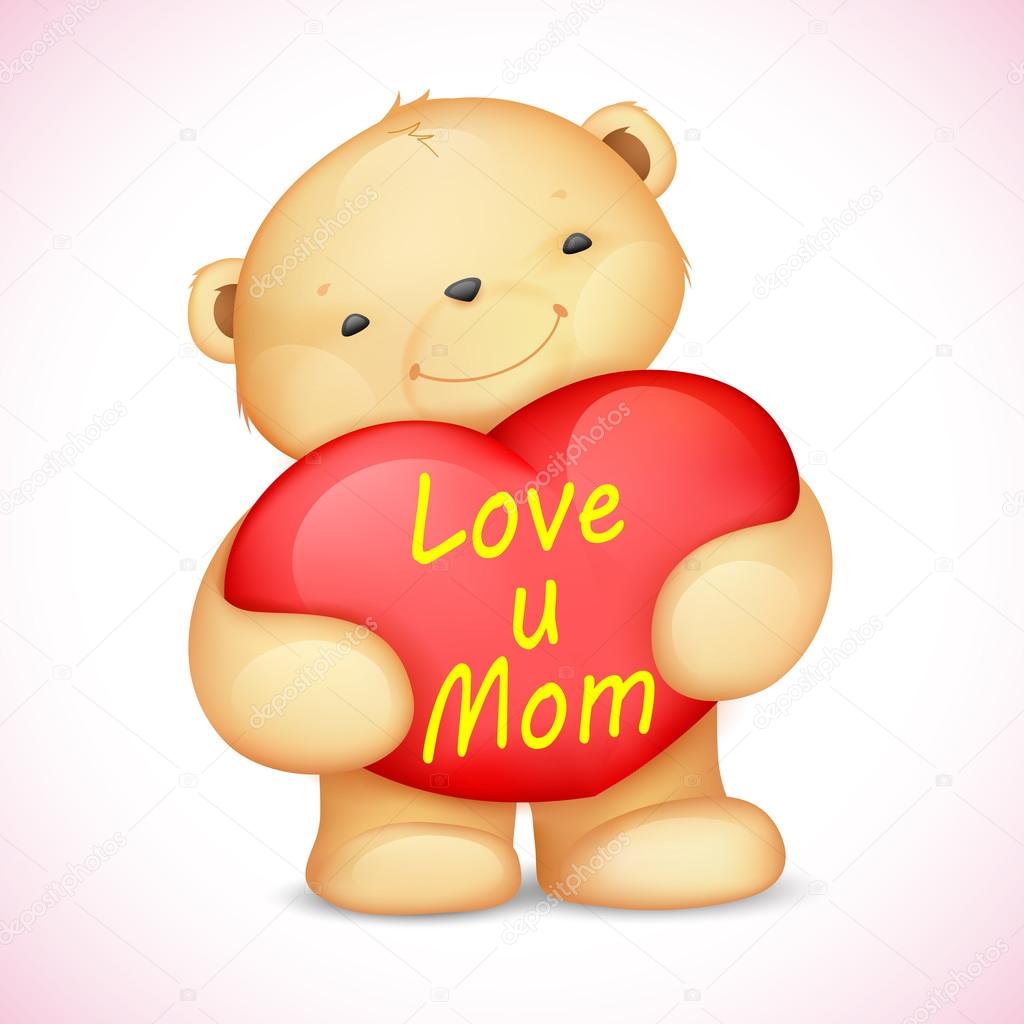 Illustrazione di tenero orsacchiotto tenendo il cuore — Vettoriali di vectomart