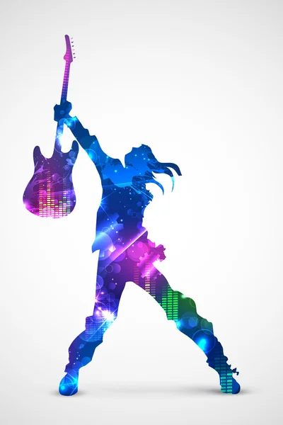 Rock Star with Guitar — Stock Vector