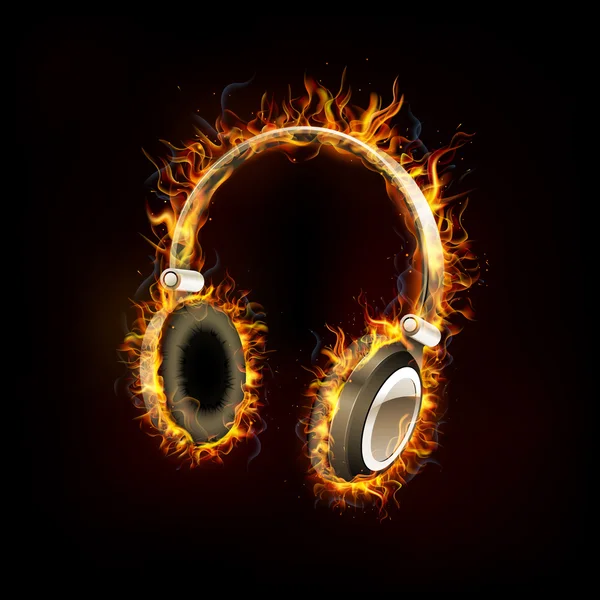 Headphone on Fire — Stock Vector