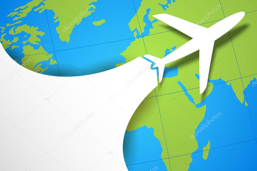 Map Of The Earth Flying Airplane Taking Off On Earth Map Stock Vector Image By ©Vectomart #24818177