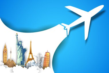 Airplane Taking in Travel Background clipart