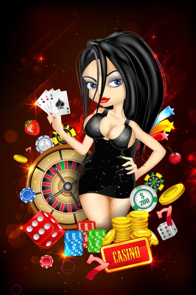 Señora con tarjeta de Casino — Vector de stock