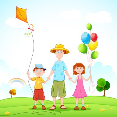 Çocuklar oynarken babası