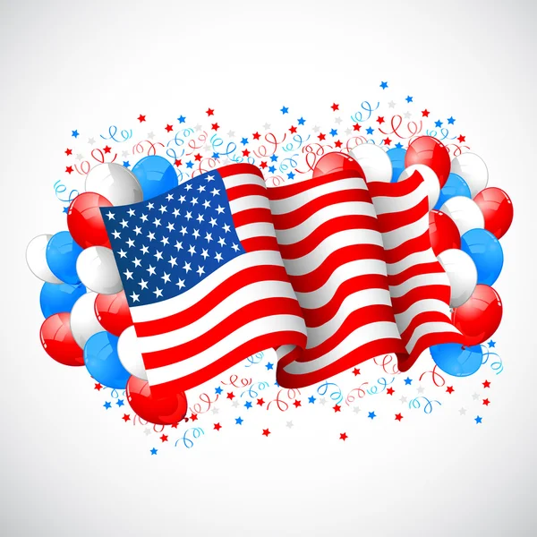 与美国国旗的彩色气球 — 图库矢量图片
