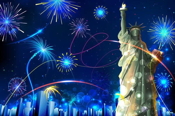Statue of Liberty on Firework background — Stock Vector