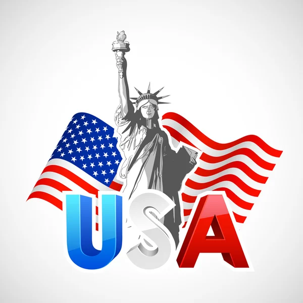 Statue of Liberty with American Flag — Stock Vector