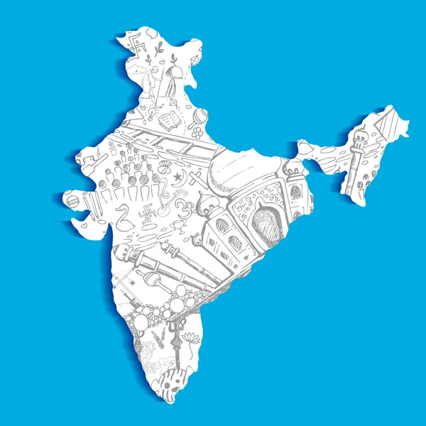 Mappa indiana — Vettoriale Stock