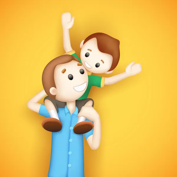 Father giving Boy Piggy Back Ride Royalty Free Stock Vectors