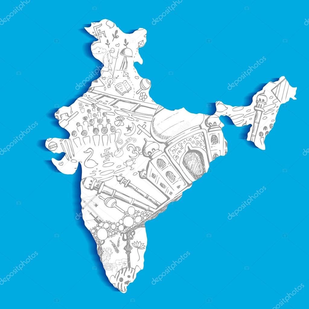 Indian Map Stock Vector Image by ©vectomart #26307735