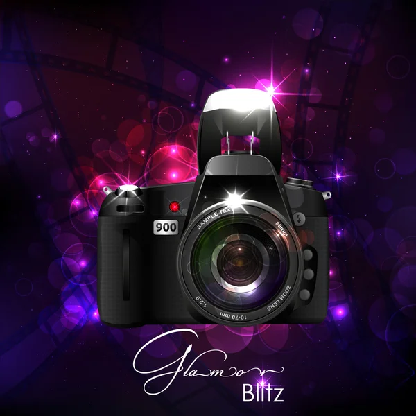 Camera in Glamour Background — Stock Vector