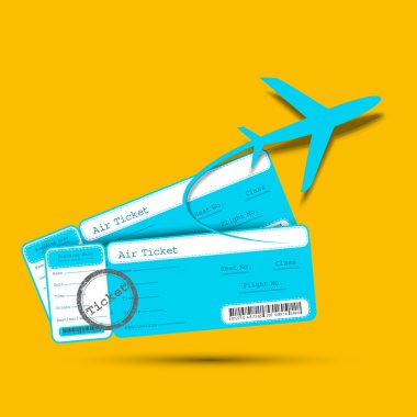 Flight Ticket with Airplane clipart