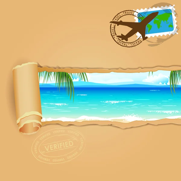 Fundo de viagem para Sea Beach — Vetor de Stock