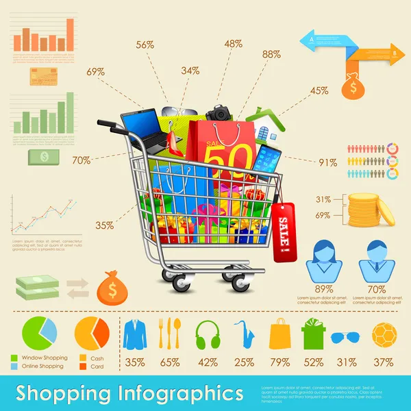 Infográficos de compras — Vetor de Stock