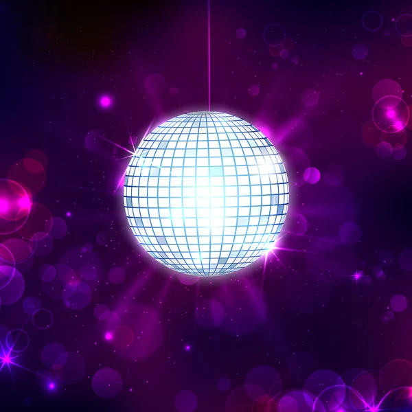 Disco bal op muzikale achtergrond — Stockvector