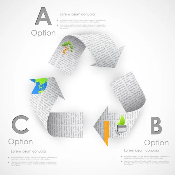 Recycling-Symbol aus Zeitung — Stockvektor